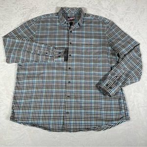 Johnnie O Shirt Men Size XL Plaid Long Sleeve Single Pocket Hangin' Out Cotton